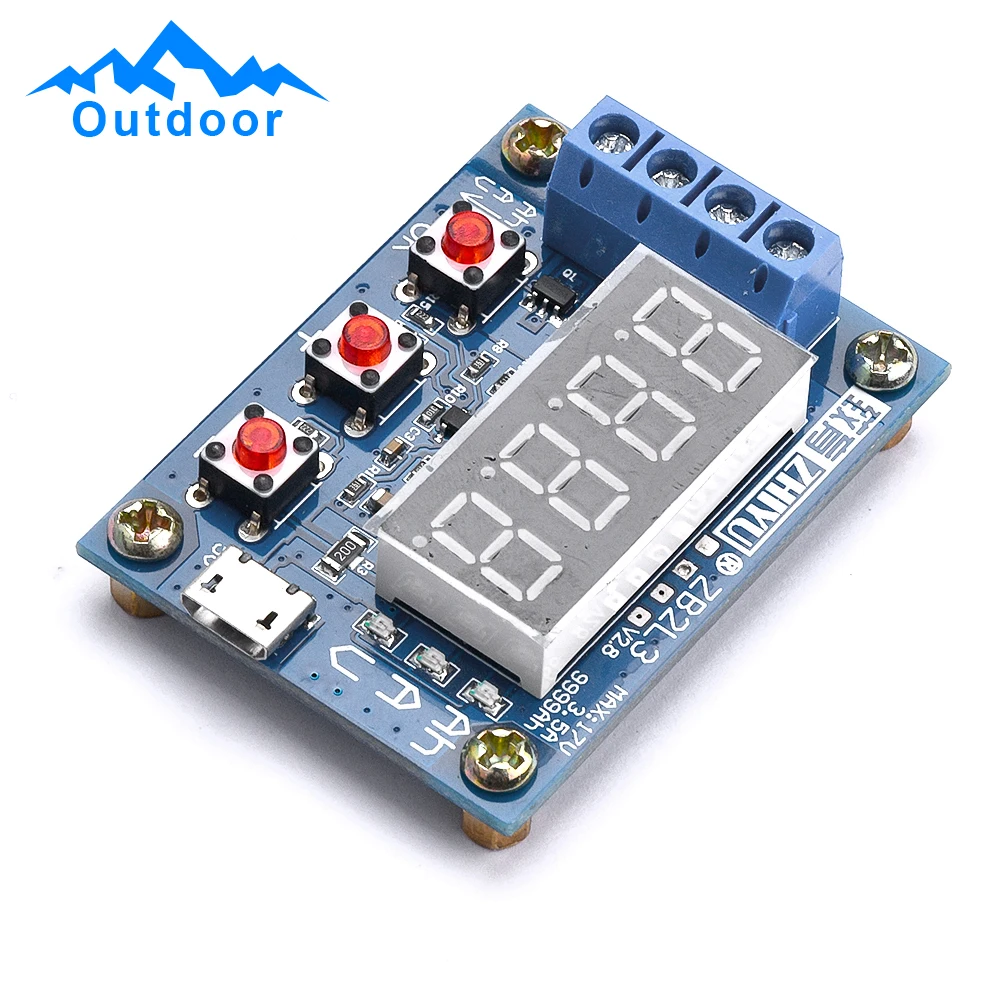 ZB2L3 DC4.5-6V Digital Display Battery Capacity Tester Module with 2 Resistance Accessories Micro USB Interface Upgraded Blue