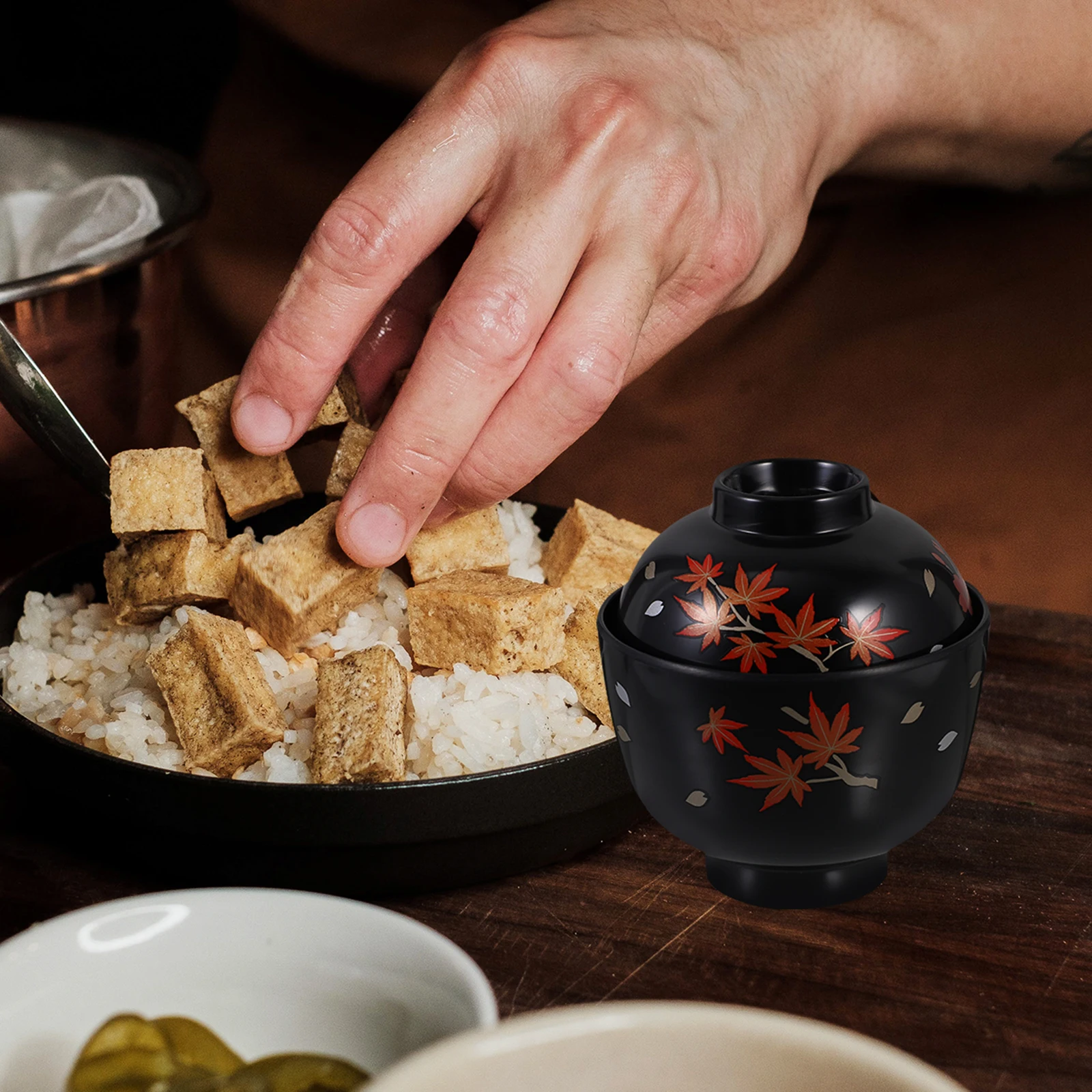 

Japanese Style Soup Bowl 600Ml Sushi Restaurant Rice Bowl Melamine Asian Soup Bowls With Lid For Miso Noodles Kitchen