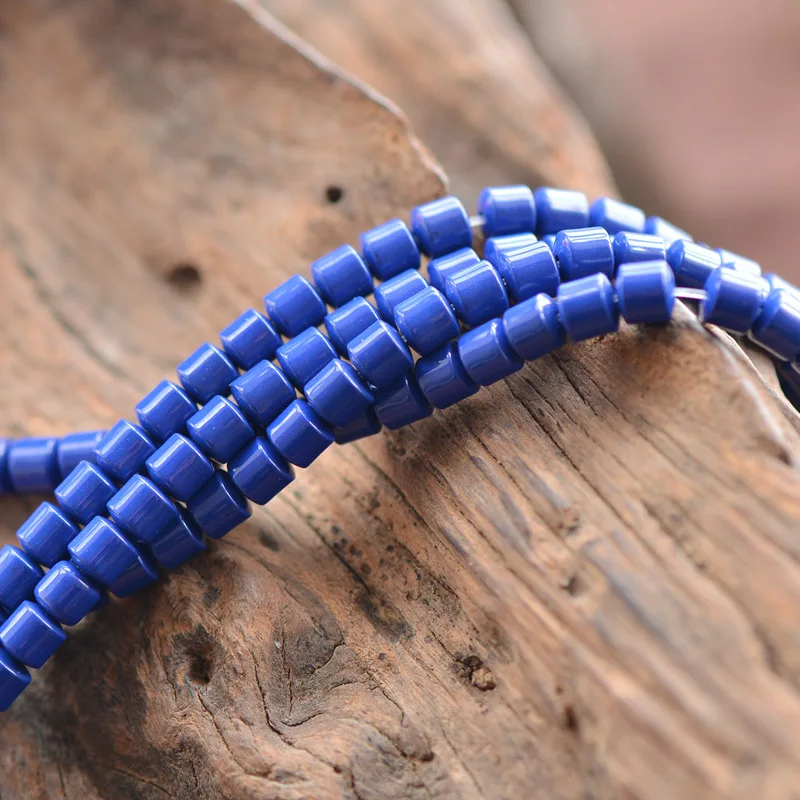 Joanlyn Pure Royal Blue Lapis Lazuli Column Shape Beads Enhanced Natural Azurite Beads 4x4mm 15 Inch Strand LL37