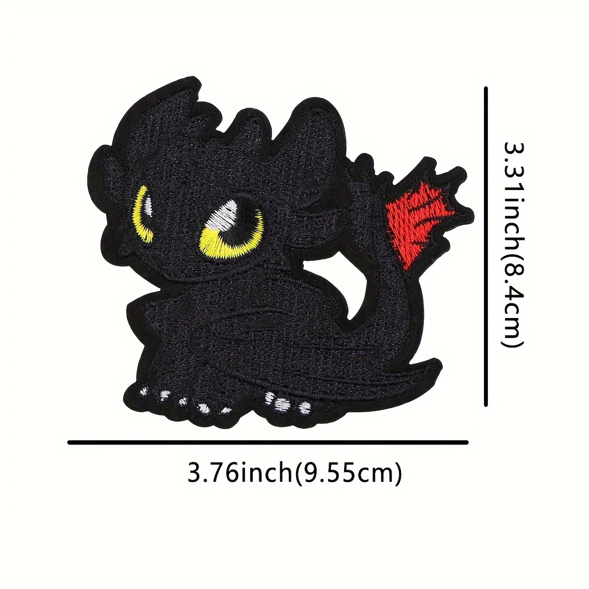 1PC Black Night Fury Cartoon Dragon How To Train Your Dragon Embroidered Patch, Iron-On Sew-On for Bags, Jackets, Hat DIY Crafts