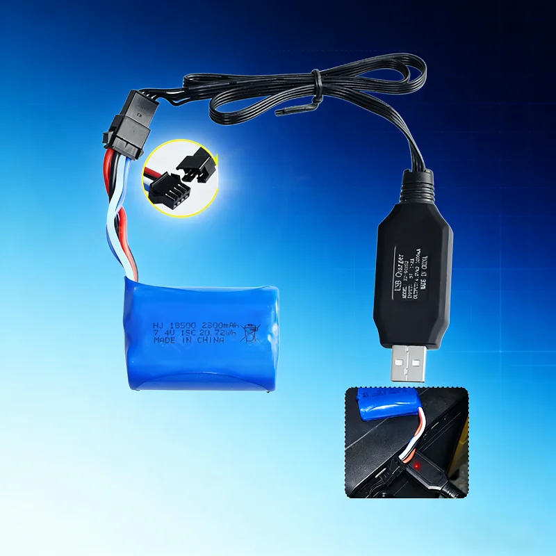Zestaw do ładowania akumulatorów 1-3 szt. 18500 7.4V 2800mAh 15C Odpowiedni do zdalnie sterowanych pojazdów, pojazdów terenowych, szybkich samochodów T SM — zdjęcie produktu 5