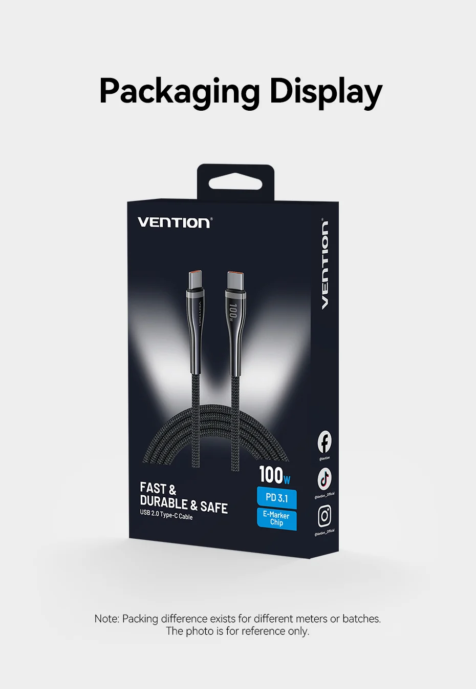 Vention 100W USB-C-Kabel Typ-C zu Typ-C Kabel PD3.0 Schnellladekabel Typ-C-Kabel für iPhone 18 17 16 15 Samsung S25 S24 Macbook – Detail 13