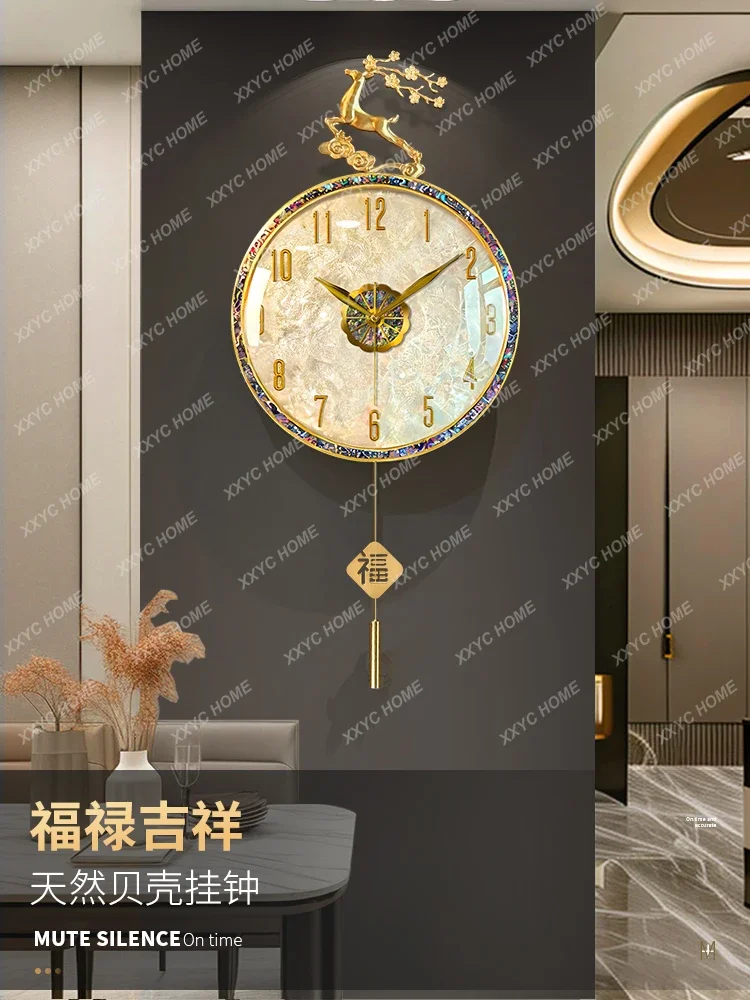 Light luxury wall clock, modern living room home high-end atmosphere, high-end sense, no punching nails, wall-mounted clock