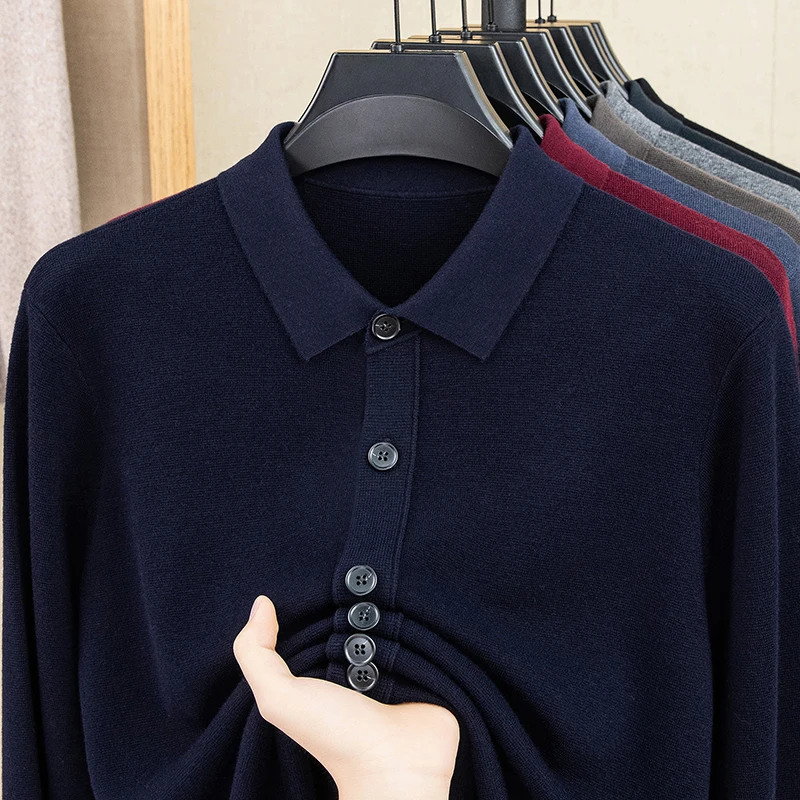 

100% Worsted Wool Cardigan Men Winter Thick Sweater Coat Single Breasted Warm Knitwear Long Sleeve Sheep Wool Sweater Cardigan