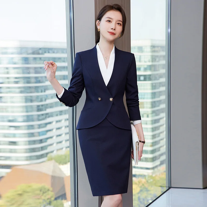 Stewardess Business Wear Female Temperament Suit Suit Hotel Front Desk Reception Flight Attendant Interview Jewelry Shop High-En