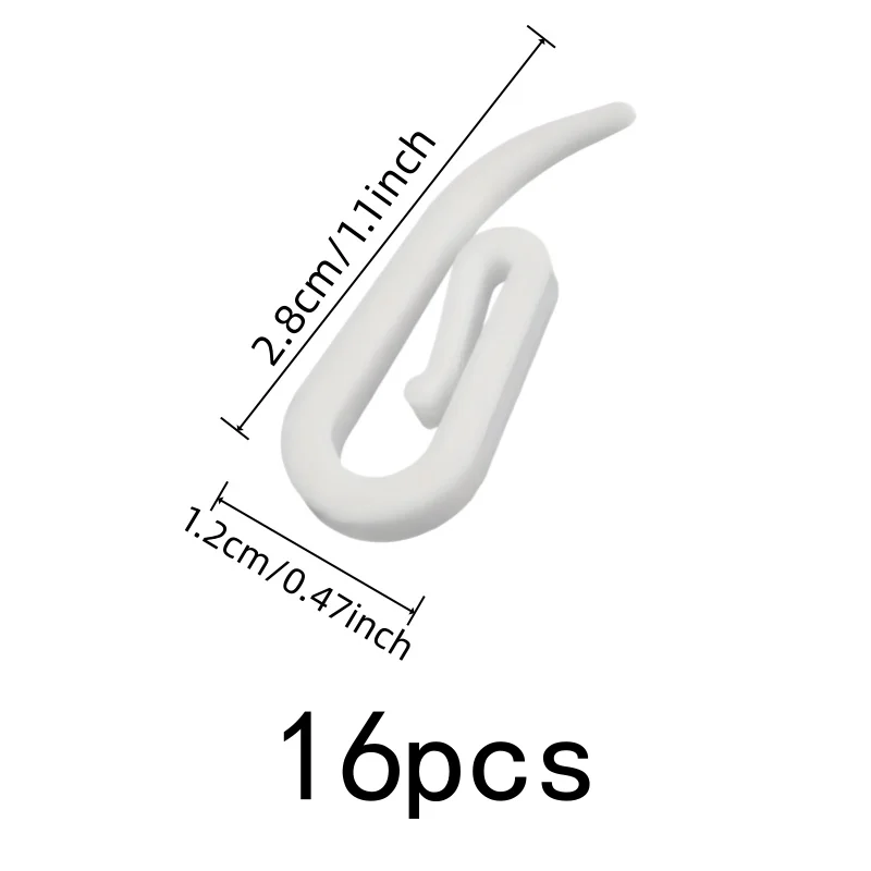 Plastic Curtain Hooks 16 pcs, Durable Plastic Material, Strong Load Capacity, for Living Room Curtains