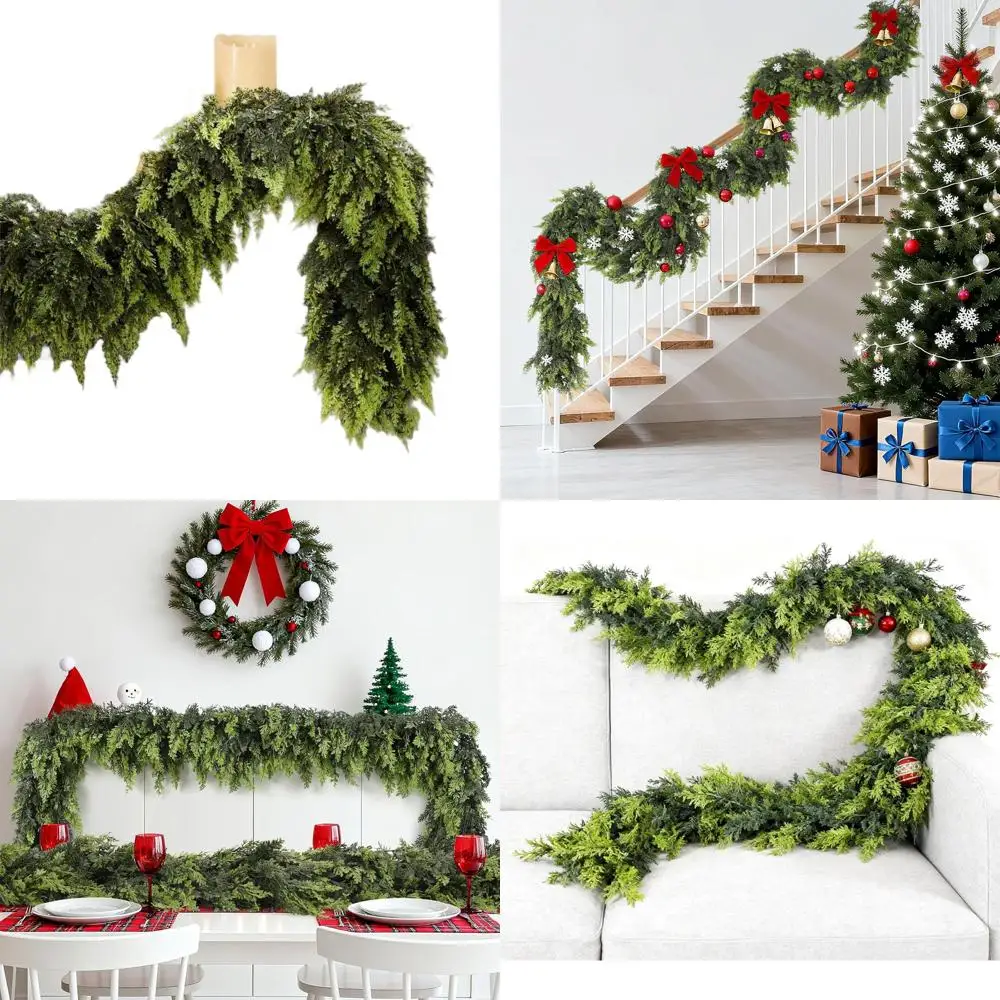 

6-Foot Realistic Touch Cedar Garland - Premium Faux Greenery for Holiday Decor (2 Pack)