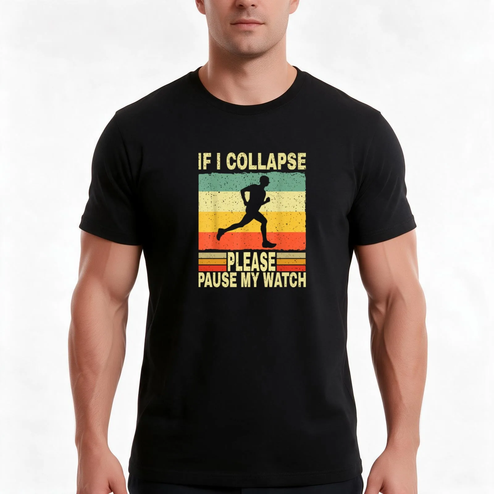 Funny If I Collapse Pause My Watch Running Fitness Running Dad,Run Marathon T-Shirt Summer Casual Cotton Tee Unisex Men Women