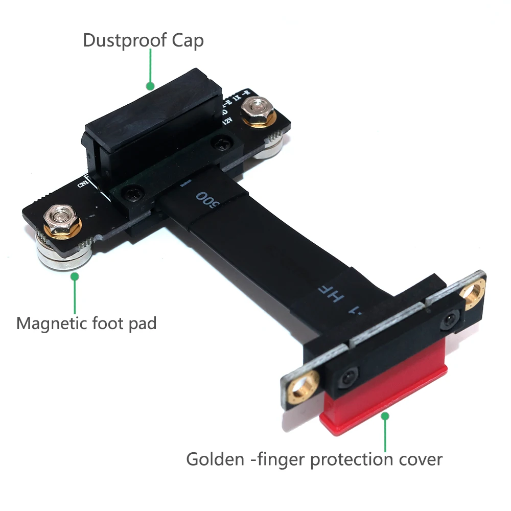 PCIE Riser High Speed PCI Express 3.0 1X Flexible Cable Riser Card Extension Port Adapter Dual Vertical 90 Degree +Magnetic Foot