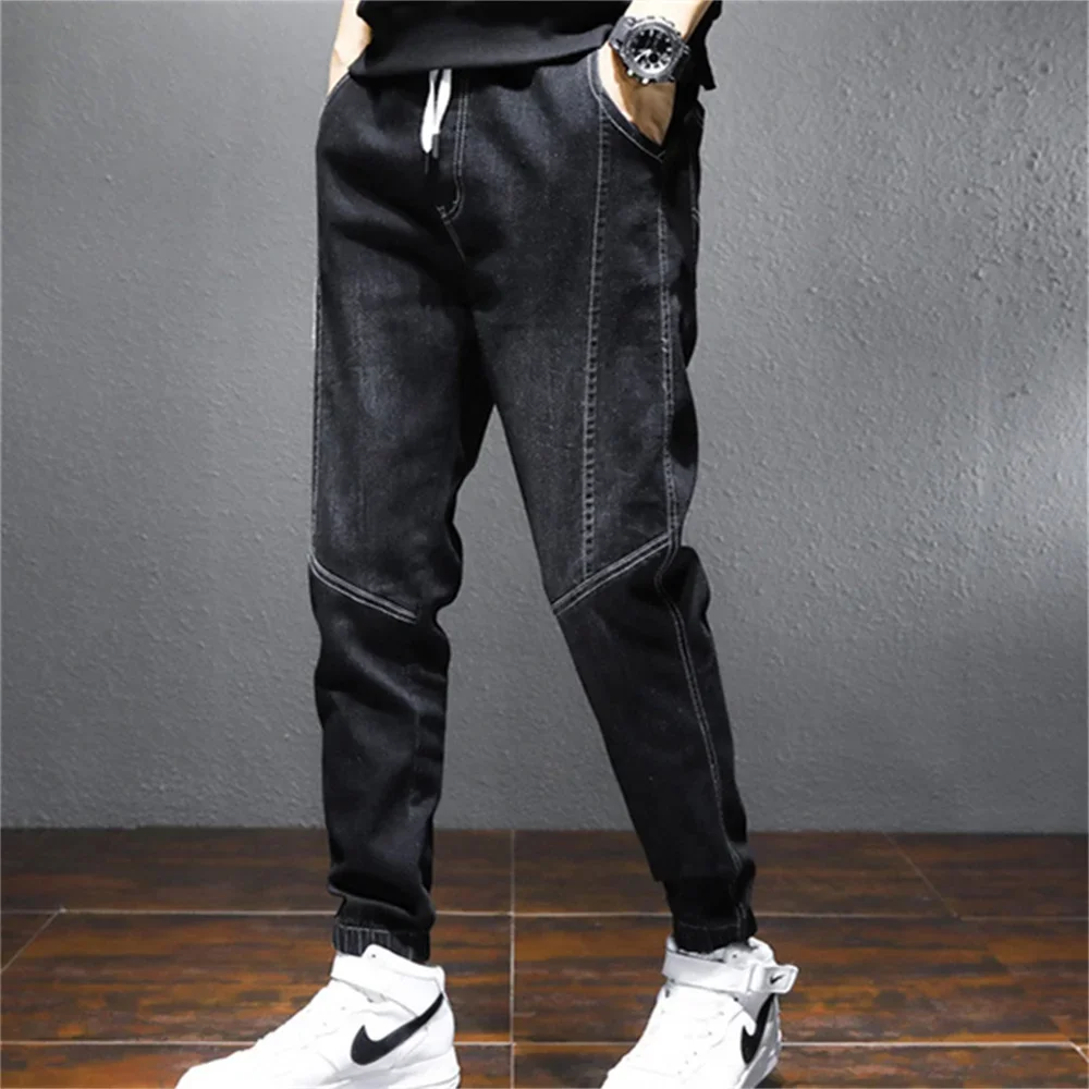 Mens Jeans Harem Pants Pockets Desinger Loose fit Baggy Moto Jeans Men Stretch Retro Streetwear Relaxed Tapered Jeans men pants