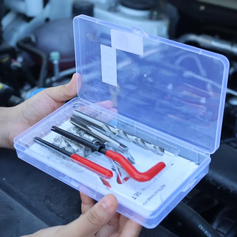 25PCS Kit di inserti per riparazione filettatura metrica Strumento di installazione per riparazione filettatura in acciaio inossidabile per riparazioni auto Set di utensili manuali compatibili