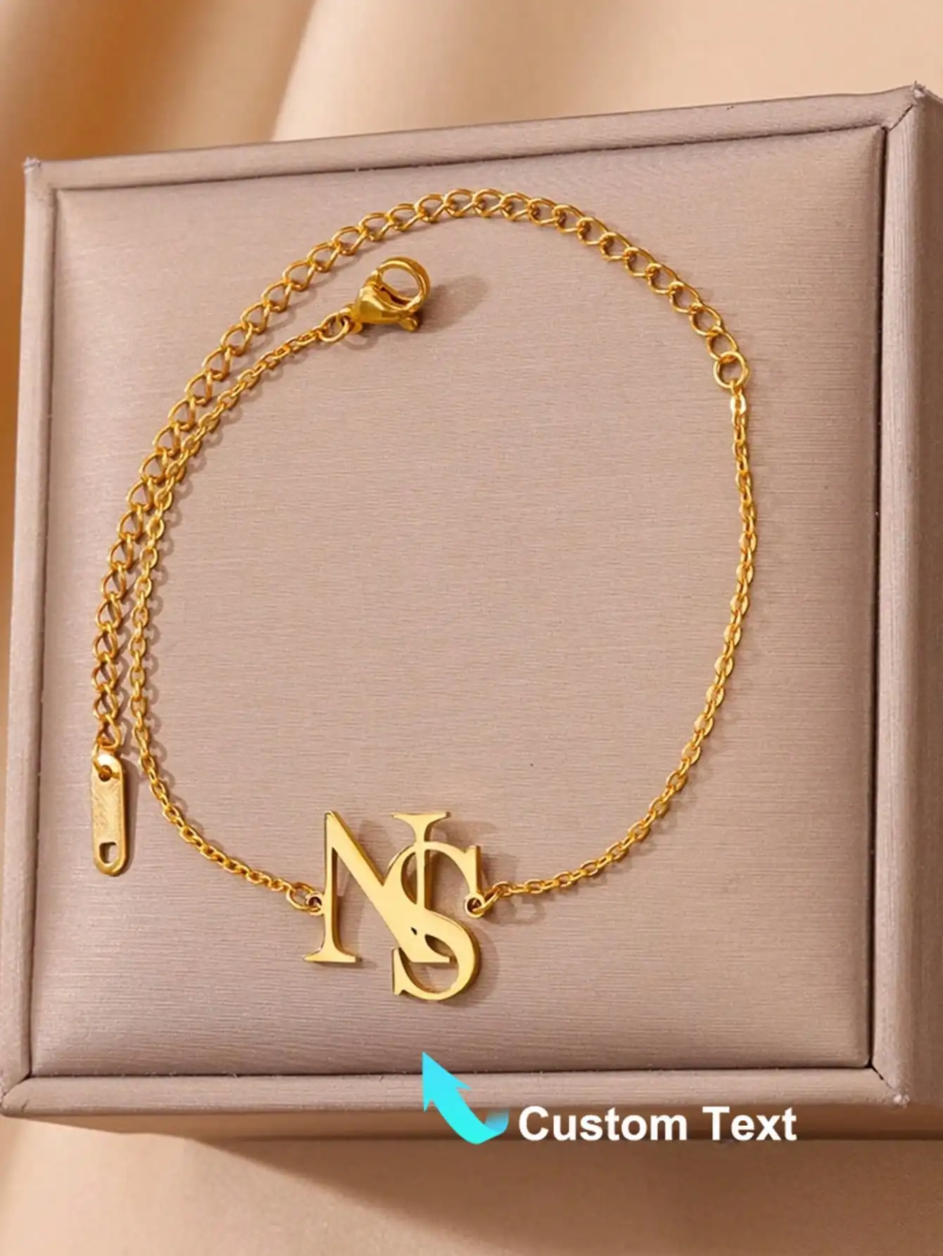 Custom Name Anklet for Women Stainless Steel Customized Overlapping Initial Letter Leg Chain Ankle Personalized Foot Jewelry