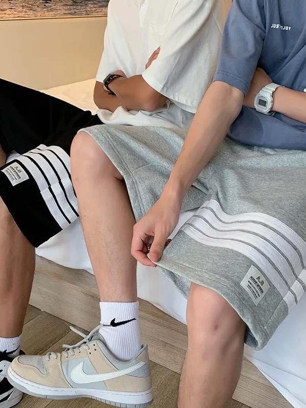 

Loose Fit Baskeall orts for Men And Women Summer New Sle Four Stripes American Spor Five-Quarter Length Casual Pants