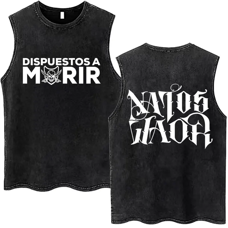 NATOS WAOR Bicho Raro Negra الهيكل العظمي الرسومات غسلها تانك القمم خمر بلا أكمام رجل إمرأة المد المتضخم الملابس الشارع الشهير