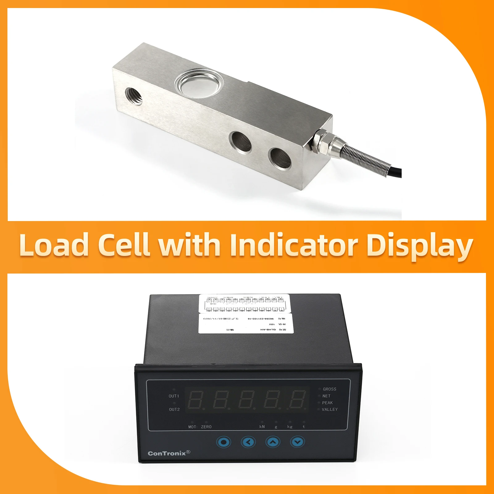 

Load Cell Sensor with Indicator Display,Test Tension and Compression Force Weight Pressure 200KG 300KG 500KG 1T 2T 3T