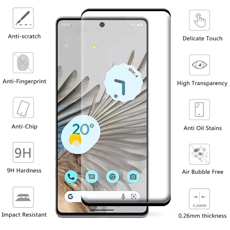 2in1 Tempered Glass for Google Pixel 7 Pro Camera Lens Screen Protector for Google Pixel 7a Pixel 8 Pro Lens Protective Glass