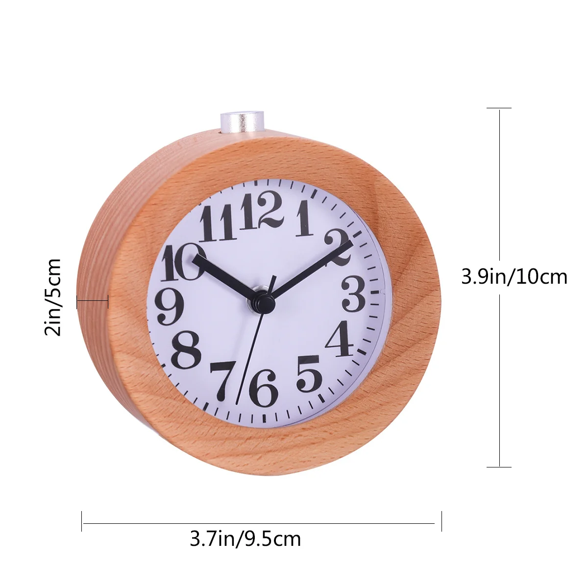 

Night Light Alarm Clock Wood Color 9.5*4.7Cm Silent Wooden Desk Travel Mute Alarm For Bedroom Office Low-Carbon Display In