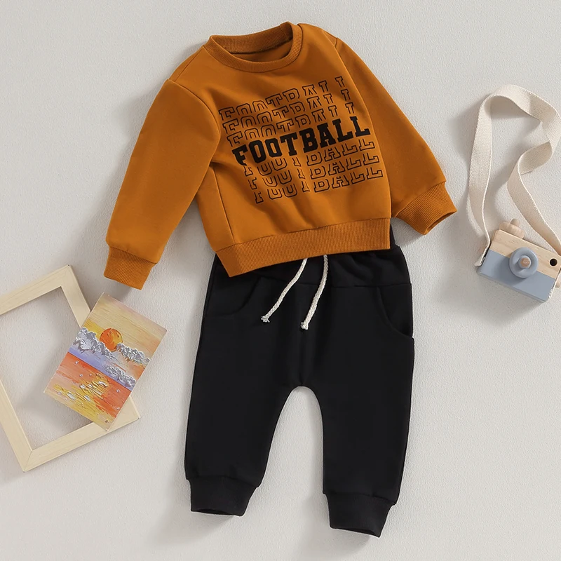 Infant Boys 2-Piece Outfit Set with Printed Long Sleeve Top and Elastic Waist Pants for Playtime and Adventures