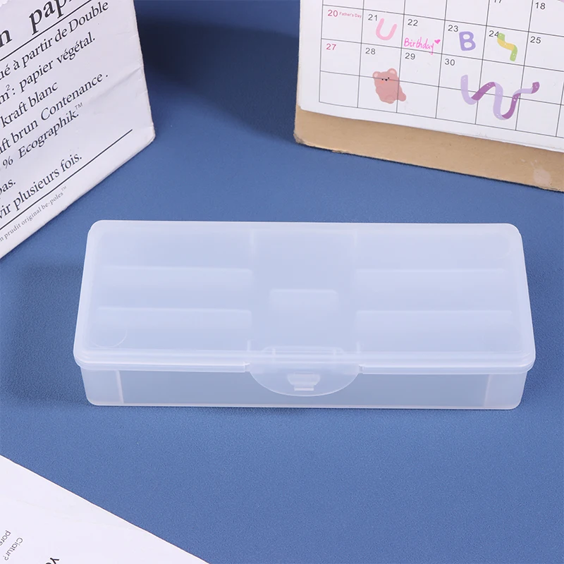 Double-Layer Nails Art Organizer Empty Box Rectangle Storage Box Pen Brush Polishing Nail Buffer Files Plastic Container
