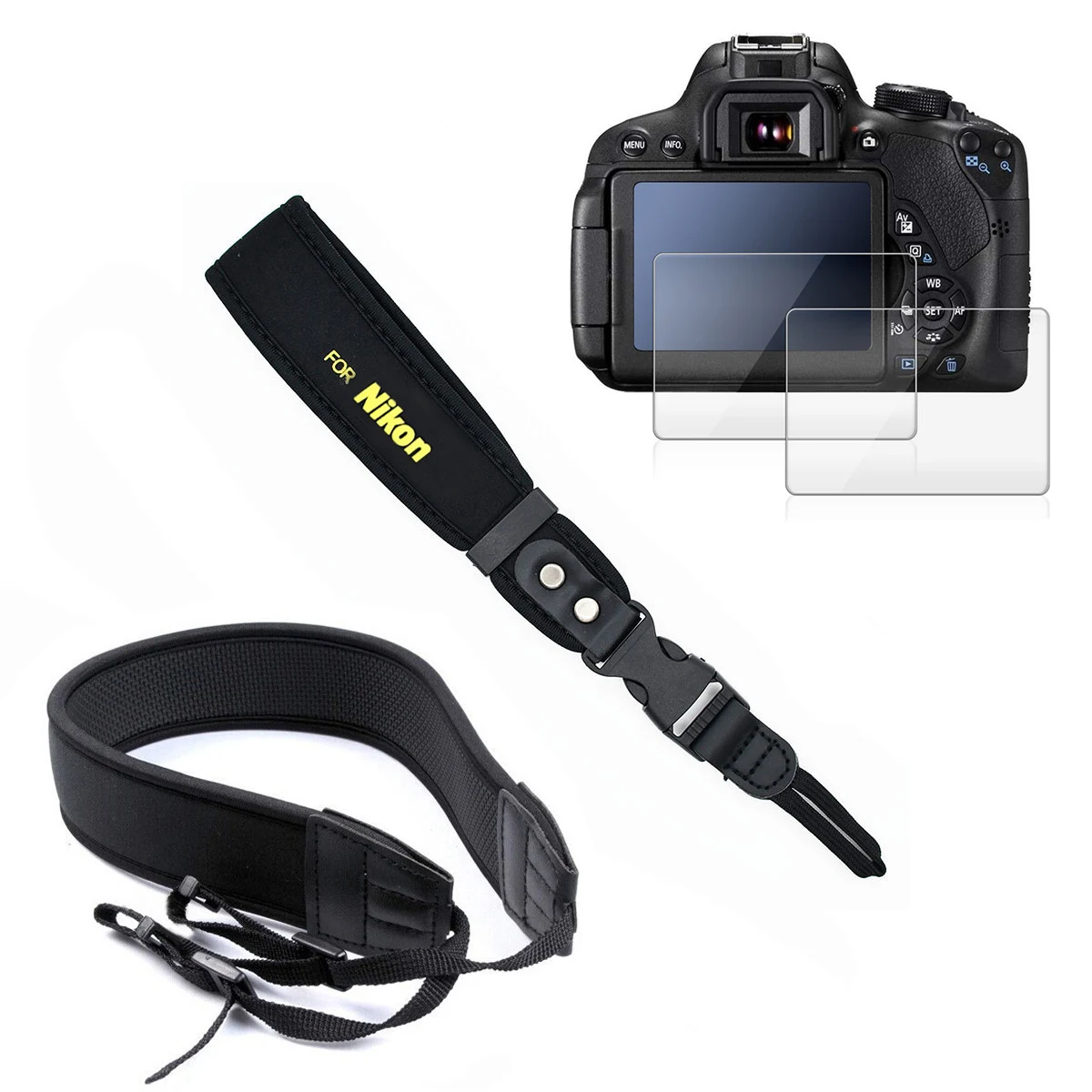 HD Tempered Glass Screen Protector for Nikon D7500 camera LCD Protective Film Shoulder Strap Wrist Rope handling rope