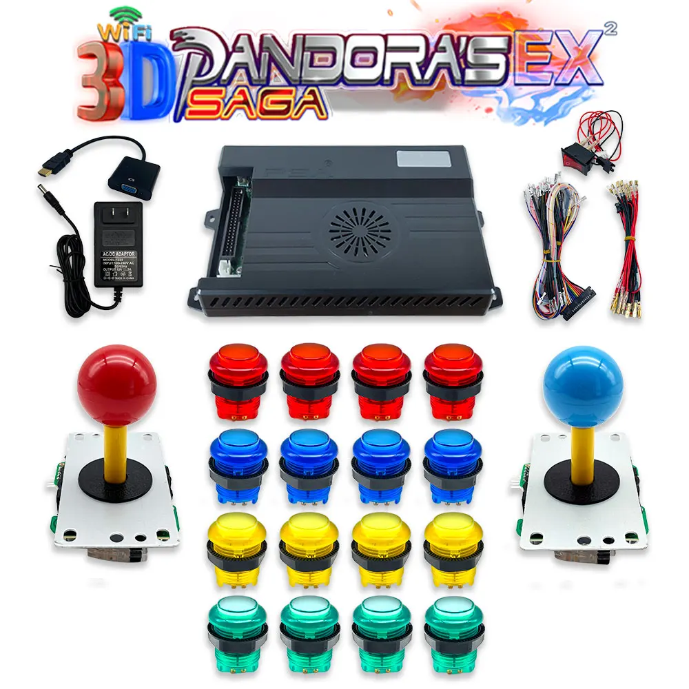 

3D WiFi 10888 in 1 Pandora Saga EX2 Box DIY Kit Arcade Game Console 8 Way Joystick Led Lights Push Button Cabinet Bartop