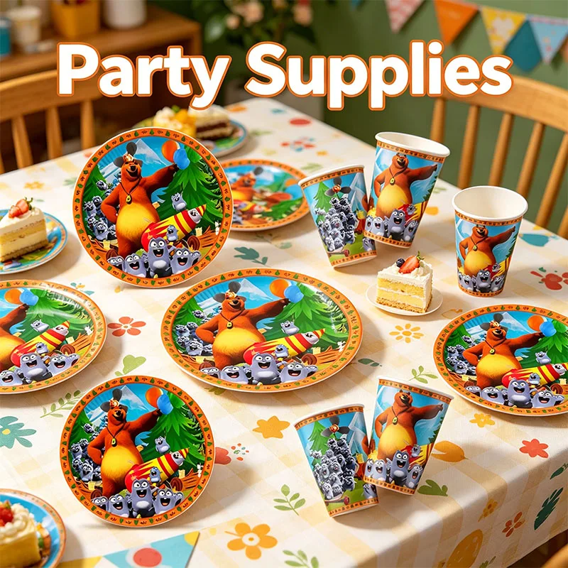 Décorations jetables sur le thème Grizzy et les Lemmings : spirales, tourbillons, drapeaux pour gâteaux et cupcakes, pour fêtes d'anniversaire et arrangements cadeaux