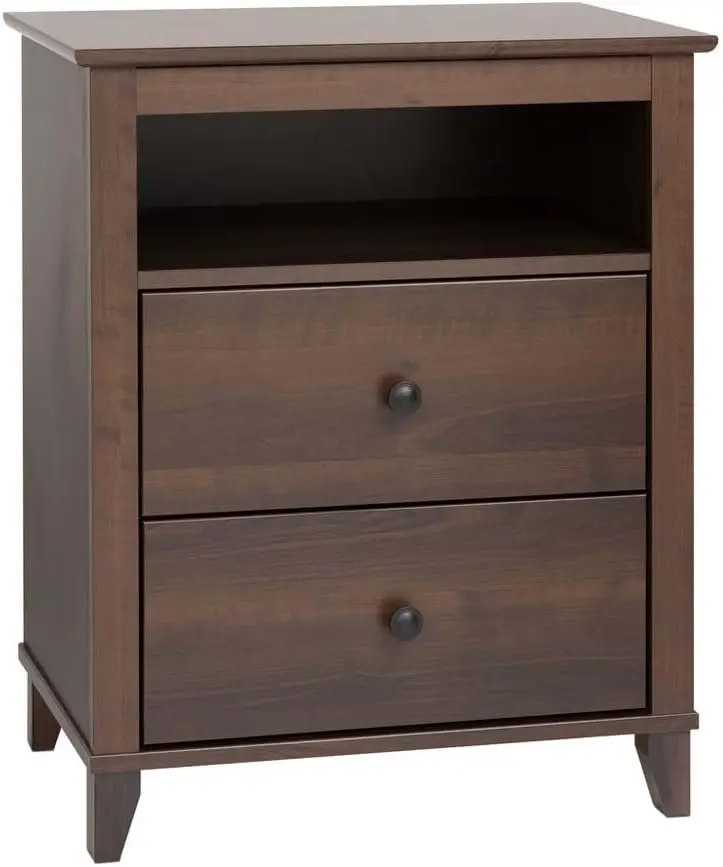 

Yaletown Traditional 2-Drawer Tall Nightstand Side Table Bedside Table with 2 Drawers and Open Shelf 16" D x 23" W x 28" H