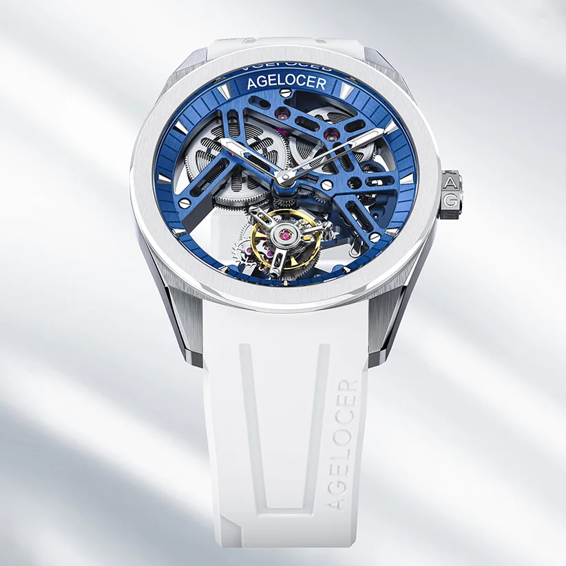 

AGELOCER часы с турбийоном, керамический безель, мужские модные роскошные механические часы со скелетом, мужские 80-часовые наручные часы с коробкой
