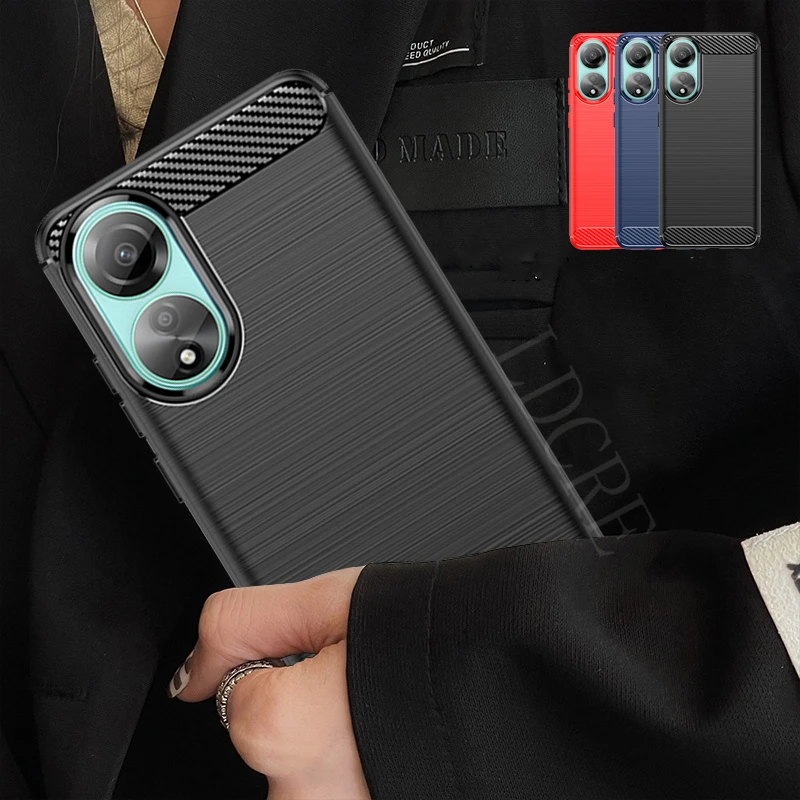 

For Cover OPPO A78 Case OPPO A78 A 78 4G Capas Brushed Carbon Fiber Phone Bumper Back Shockproof Soft TPU Fundas OPPO A 78 A78