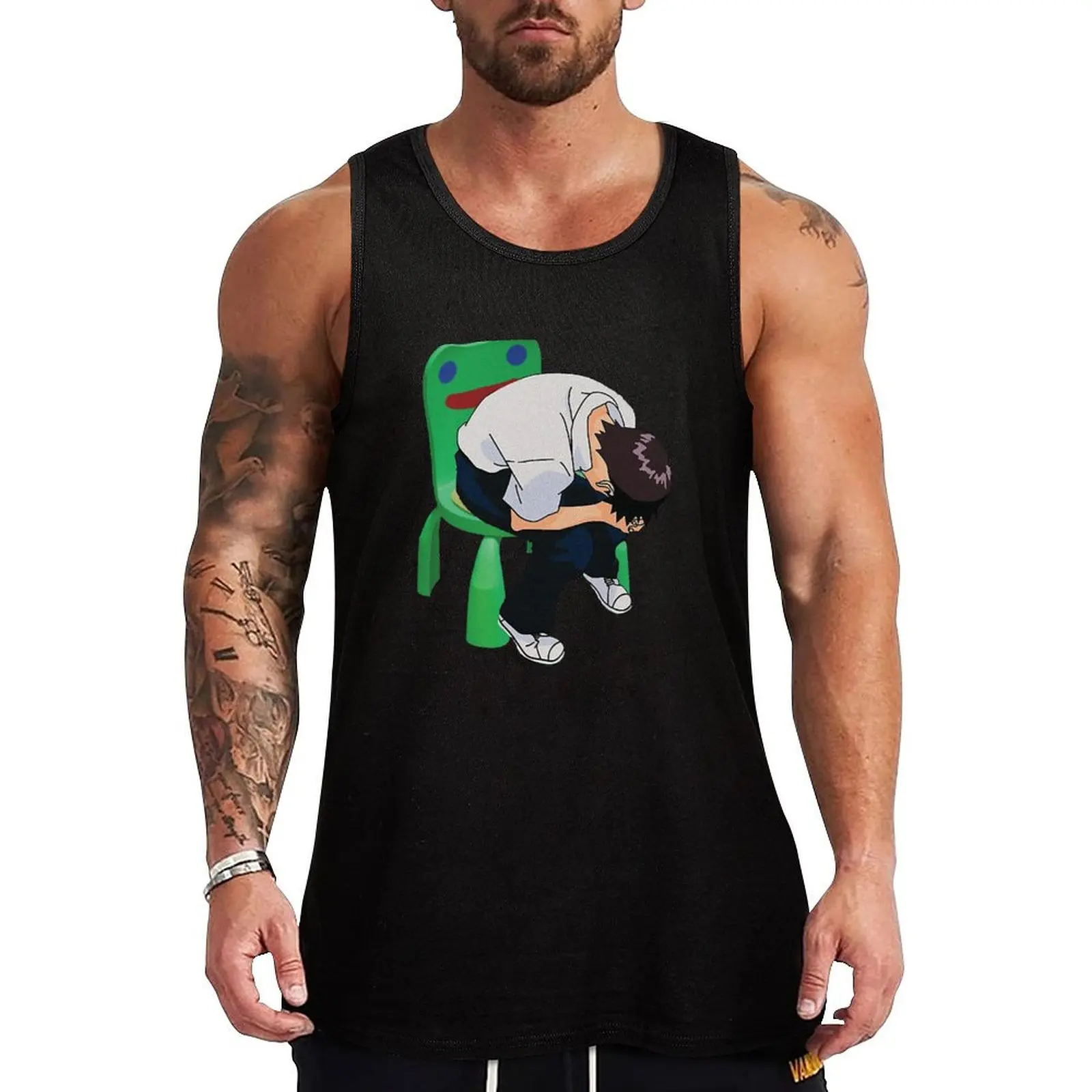 Shinji Ikari in the Froggy Chair Tank Top Vests men gym clothing