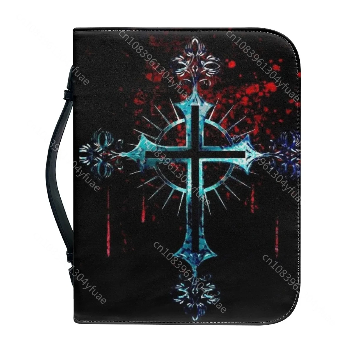 Cross Classic Leather Print Bible Bag for Women Lady Zipper Handle Handbags Bible Hymns Custom Bible Cover Case Carrying