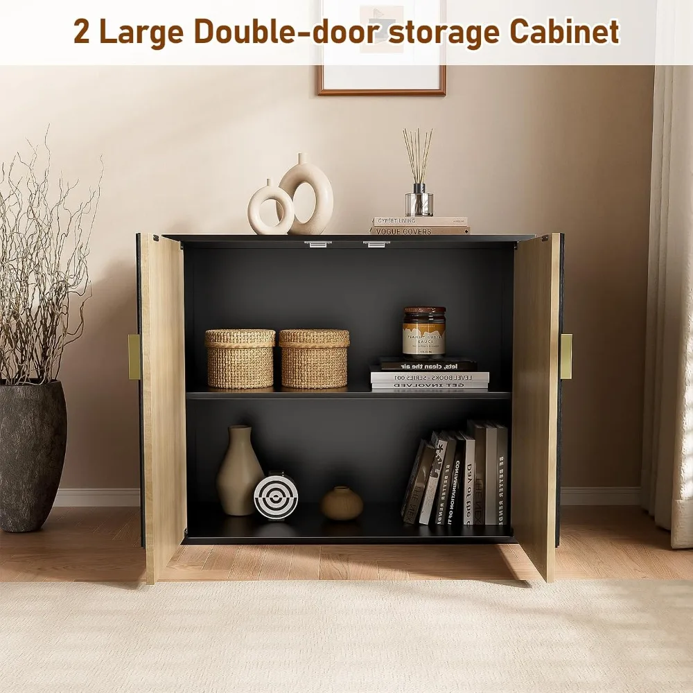 خزانة بوفيه جانبية مخددة مع مساحة تخزين، وطاولة وحدة تحكم حديثة مع أبواب مقوسة متناظرة، وطاقة كريدينزا أنيقة #3