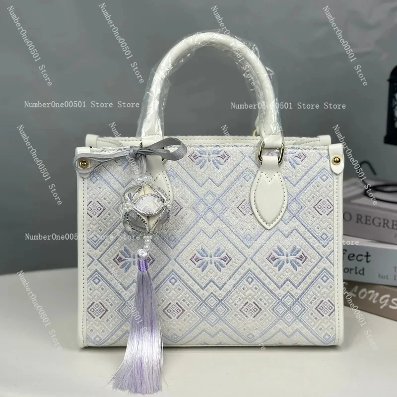 Zhuang Brocade Clutch Bag Chinese Intangible Cultural Heritage Ethnic Style Handwoven Versatile Vintage Lightweight Daily Use
