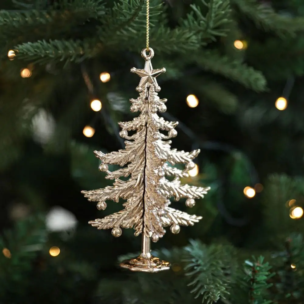 Plastic Christmas Gold Plating Hanging Pendant Elk Butterfly Angel Xmas Pendants Decorative Snowflake Christmas Tree Ornaments