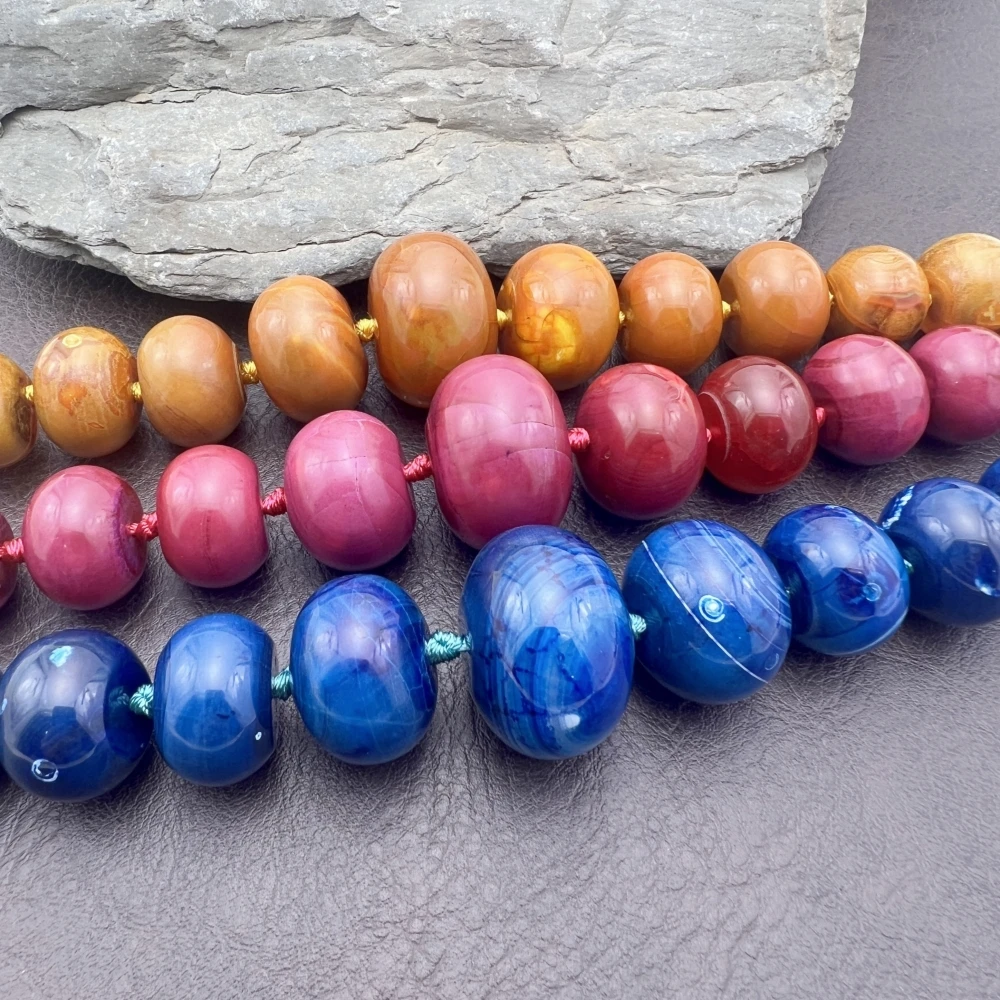 

19.5Inchs Graduated Agates Stone Large Rondelle Nugget Beads For DIY Choker Necklace Making MY230975