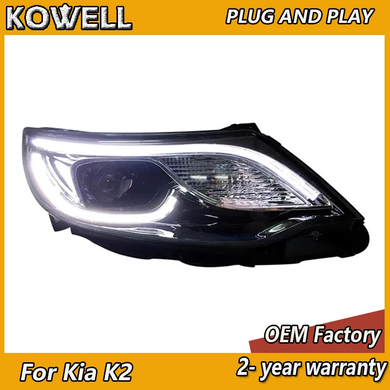 Auto Styling Voor Kia K2 Koplamp 2011-2014 K2 Koplamp Drl Richtingaanwijzer Grootlicht Projector Lens