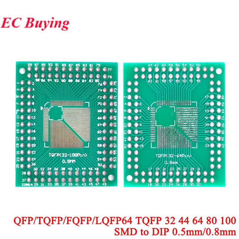 10Pcs/1pc QFP/TQFP/FQFP/LQFP64 TQFP 32 44 64 80 100 SMD do zanurzenia tablicy płyta adaptera Pitch PCB elektroniczny DIY konwerter