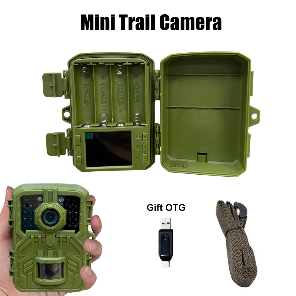 Mini Trail Camera 16MP 1080P IR Night Vision Waterproof Motion Activated Photo Trap for Farm Garden Wildlife Monitoring