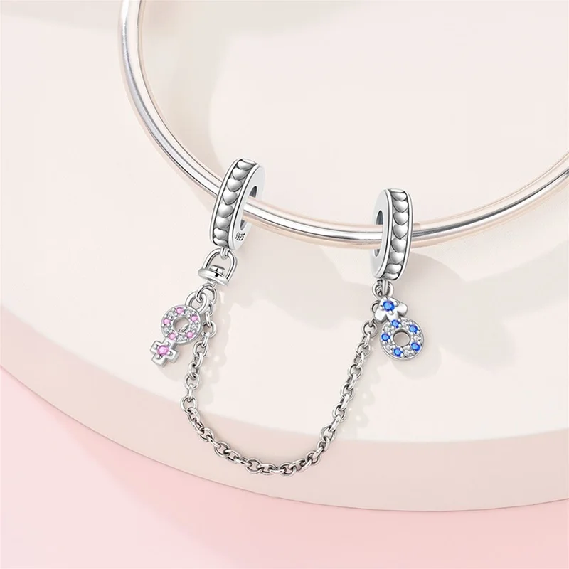 

High Quality 925 Sterling Silver Couple Symbol Safety Chains Fit Original Bracelet DIY For Women Fashion Pretty Jewelry Gifts
