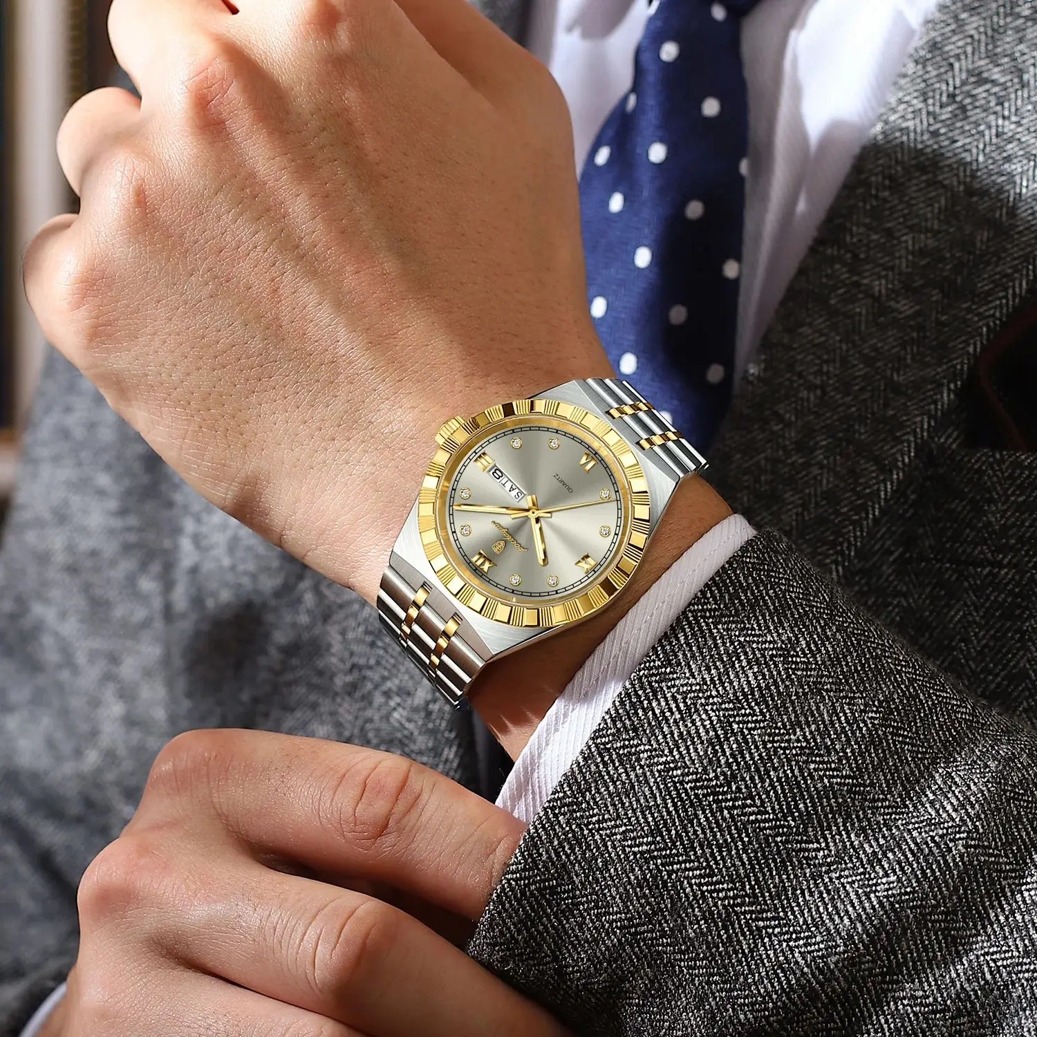 Poedagar marca de luxo relógios masculinos à prova dwaterproof água aço inoxidável relógio luminoso masculino semana data moda masculino quartzo relógio pulso reloj