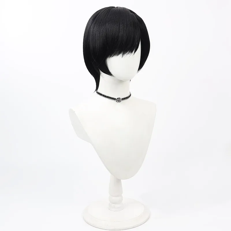 Parrucca cosplay Hetalia APH Honda Kiku, cuoio capelluto realistico, capelli corti neri da indossare ogni giorno