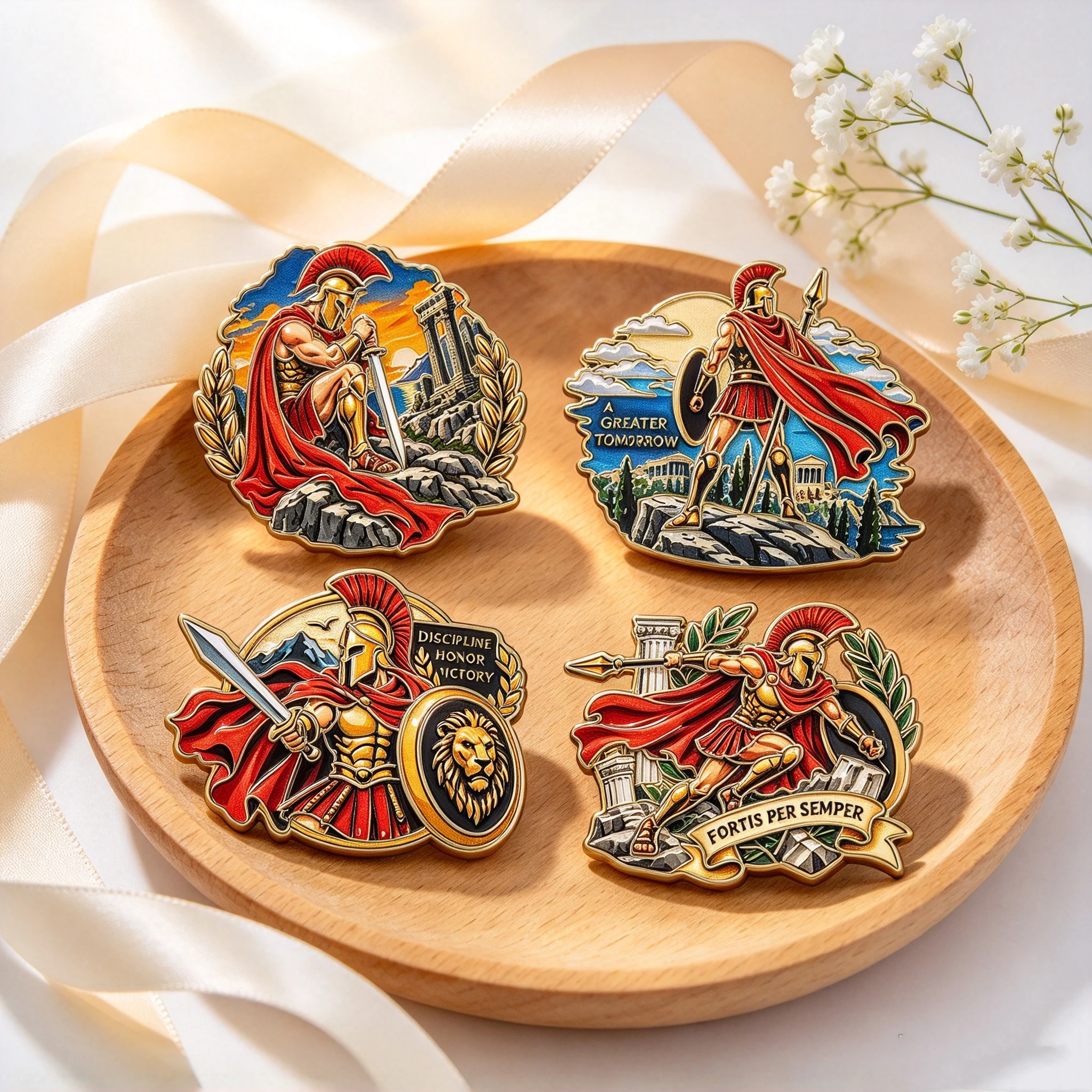 4Pcs Ancient Greek Warrior Embroidery Patches, Spartan Hero Print Patch, DIY Decor for Jackets & Backpack