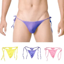 Men‘s Thong Sexy Panties Viscose Underpants Lacing Underwear Breathable Backless Briefs Solid Sensual Lingerie