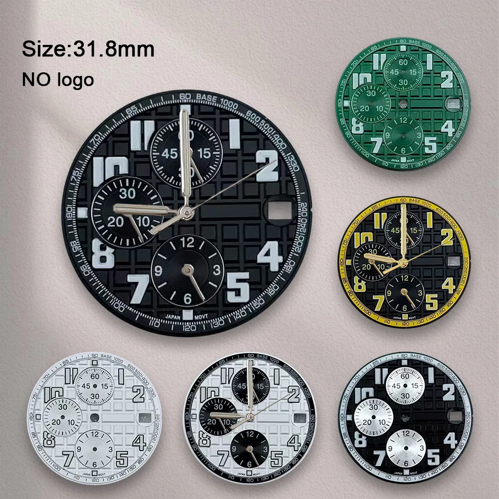No Logo 31.8mm Blank Numeric Dial For NH35 Movement Green Luminous High-Quality Watch Dials Hands Watch Modification Repair Tool