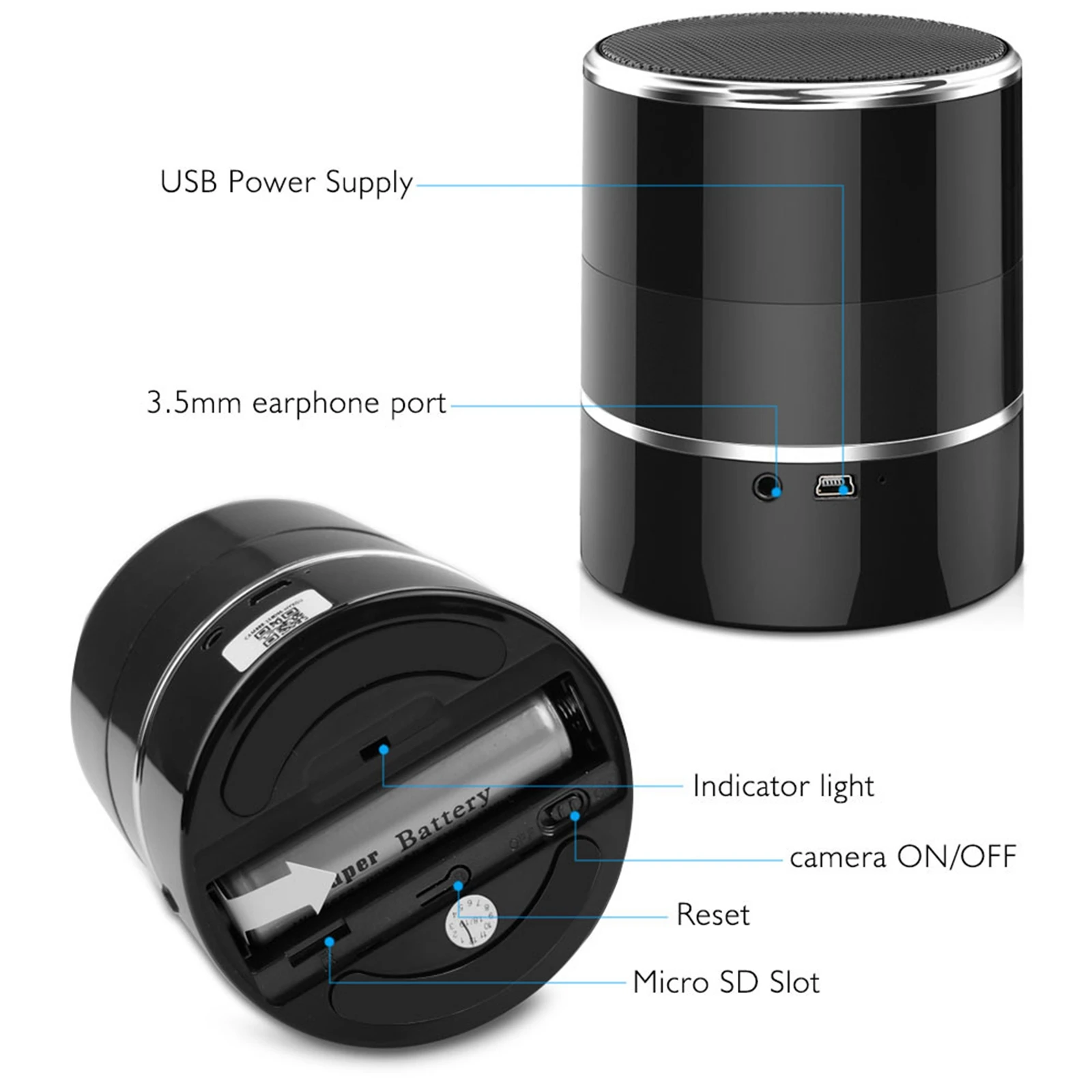 Ukryta kamera niania WiFi z głośnikiem Bluetooth, nowa, bezprzewodowa, ukryta, kąt widzenia 240 °, Full Hd 1080P, do domu, sklepu, biura