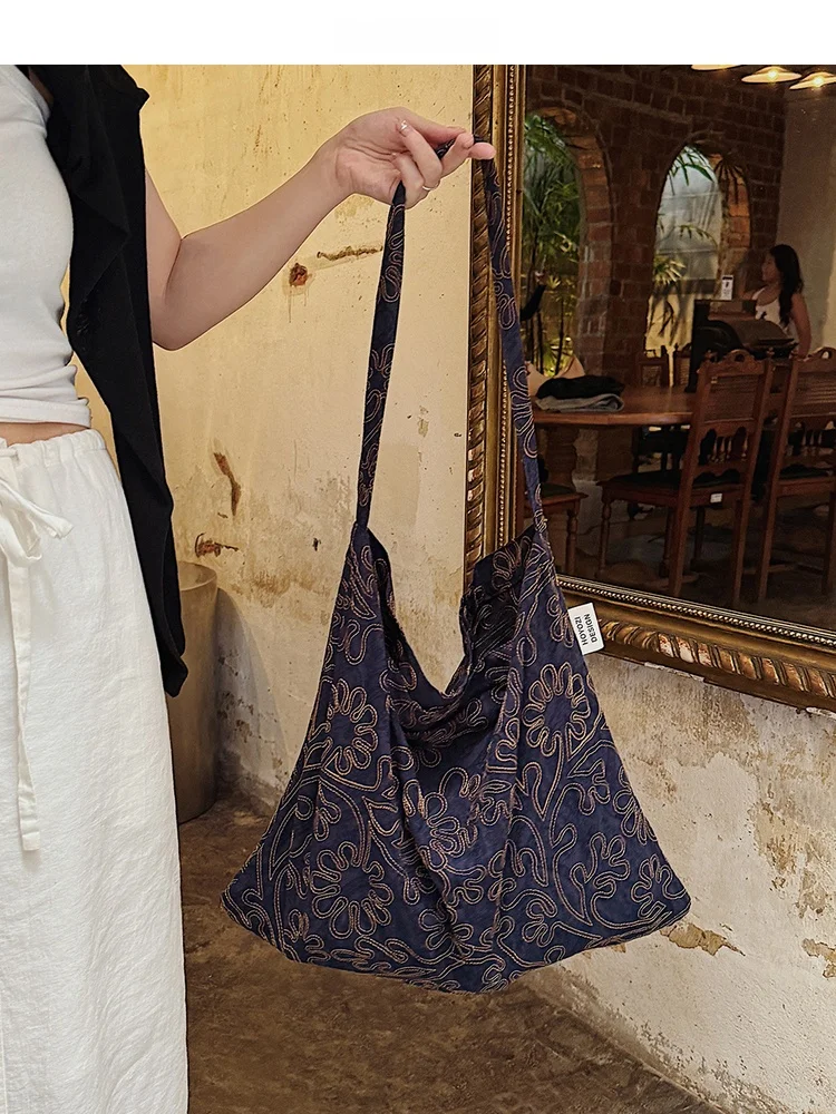 

Оригинальная холщовая сумка-тоут HOYOZI для женщин, Blue Island Gold Emed, новинка 2024, летняя большая сумка Briti Sle, повседневная сумка для отдыха