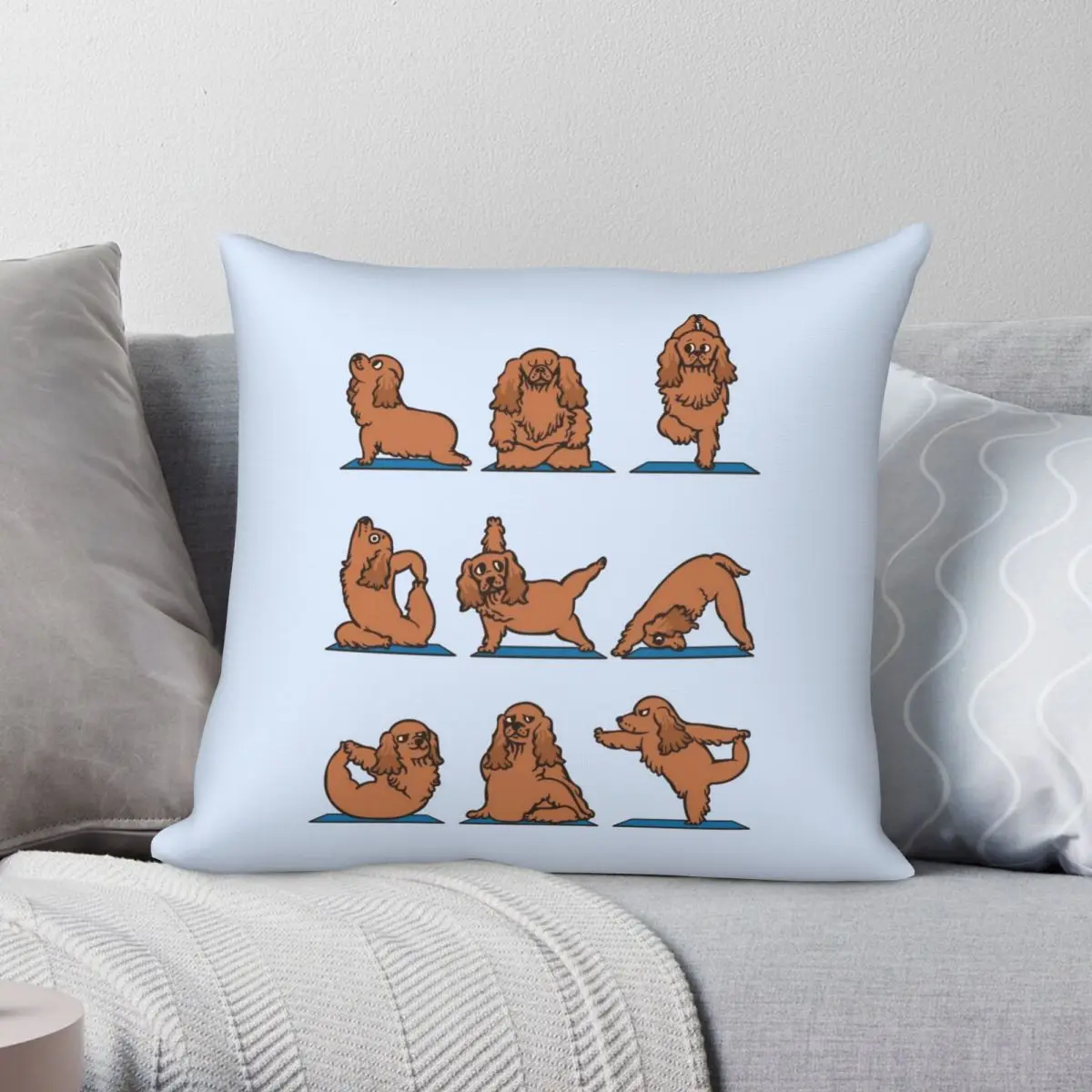 Cocker Spaniel Yoga Pillowcase Polyester Linen Velvet Creative Zip Decor Car Cushion Case 45x45