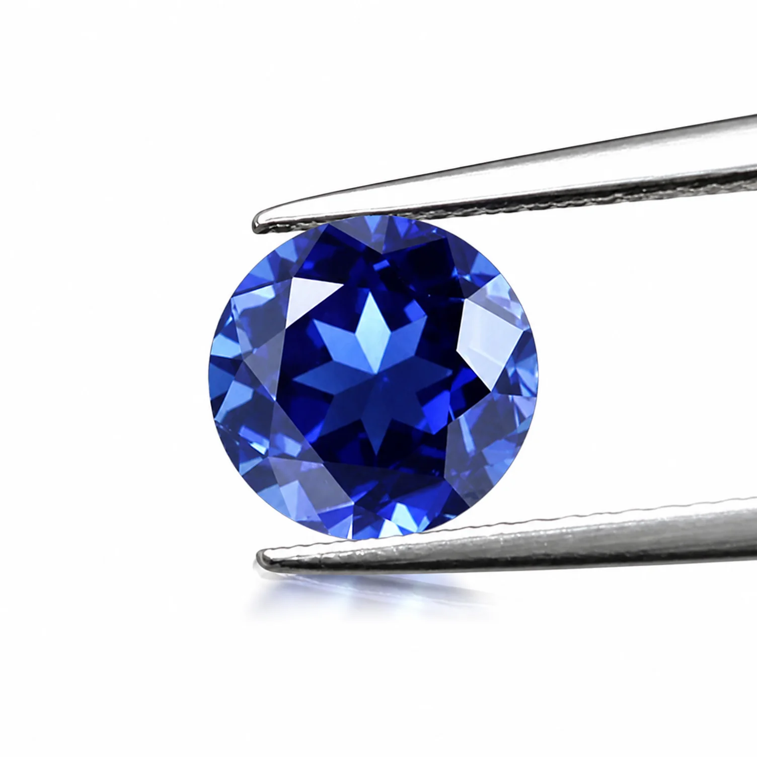 7mm Round Cut Sapphire Loose Faceted Gemstone Vivid Deep Blue Gem Stone For DIY Jewelry Making Ring Pendant Setting Handcraft Accessories Gift