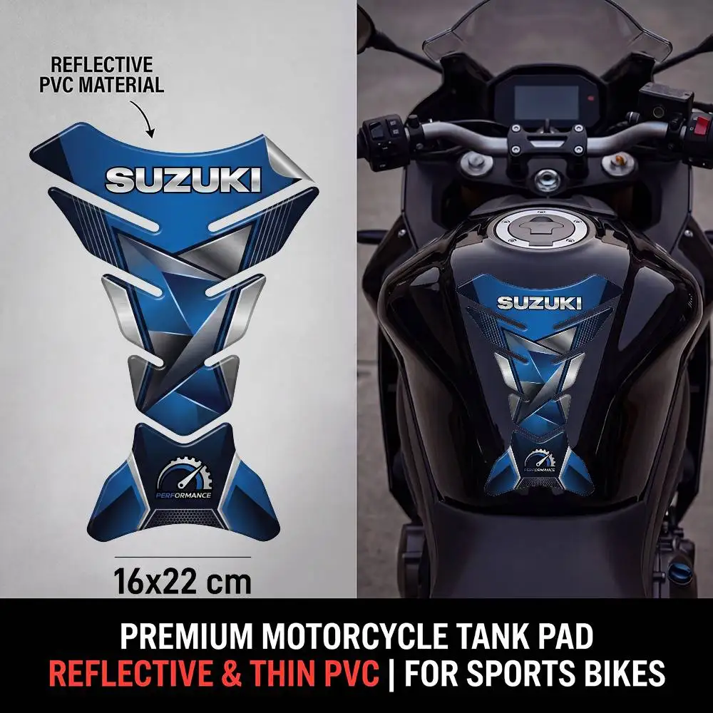 

FOR SUZUKI Motorcycle PVC Tank Pad Tank Cap Protector Racing Sticker Universal