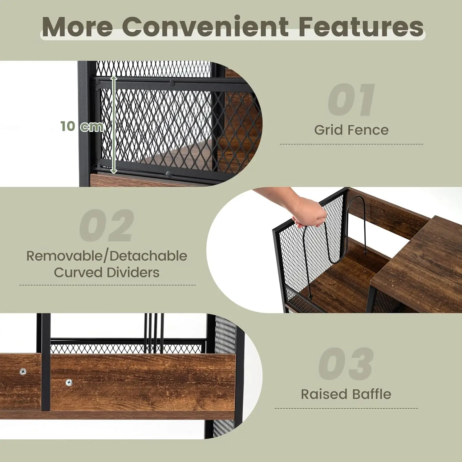 Il supporto per giradischi a 3 livelli può contenere fino a 300 album, tavolino girevole con 3 divisori rimovibili e struttura in metallo, display in vinile